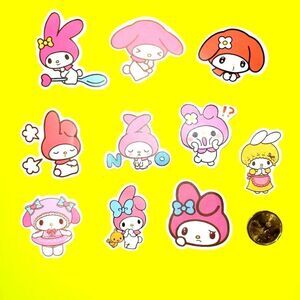3/$20 Brand New 10x Waterproof Sanrio Melody Stickers #b